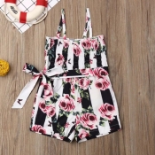 Lovely Trendy Print Black Girl One-piece Romper
