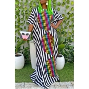 Lovely Bohemian Striped Black Maxi Dress 