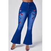Lovely Stylish Butterfly Blue Jeans