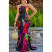 Lovely Trendy Tie-dye Black Maxi Dress