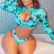 LW Tie-dye Blue Two-piece Swimsuit