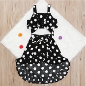 Lovely Sweet Dot Print Black Girl Two-piece Skirt 