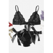 Lovely Sexy Lace See-through Black Bra Sets