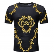 Lovely Casual Print Gold T-shirt