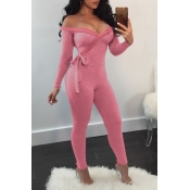 Lovely Trendy Lace-up Pink One-piece Jumpsuit