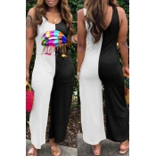 Lovely Trendy Patchwork White One-piece Jumpsuit