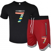 Lovely Casual Print Red Two-piece Shorts Set