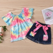 Lovely Stylish Tie-dye Multicolor Girl Two-piece S