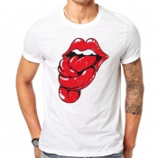 Lovely Leisure Lip Print White T-shirt