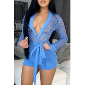 lovely Sexy See-through Blue One-piece Romper