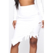 lovely Trendy Asymmetrical White Skirt
