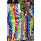 lovely Stylish Striped Print Multicolor Maxi Dress