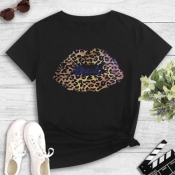 Lovely Street Lip Print Black T-shirt