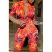 Lovely Leisure Print Red One-piece Romper