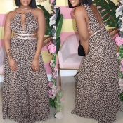 lovely Sexy Leopard Print Maxi Dress
