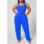 lovely Leisure Loose Blue One-piece Jumpsuit