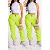 lovely Sportswear Fold Design Green Pants