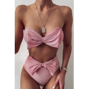 lovely Bow-Tie Pink Two-piece Swimsuit