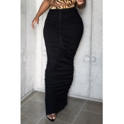 lovely Casual Fold Design Black Skirt
