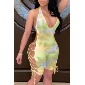 lovely Sexy Tie-dye Bandage Design Green One-piece