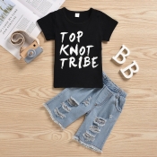 lovely Casual Letter Black Boy Two-piece Shorts Se
