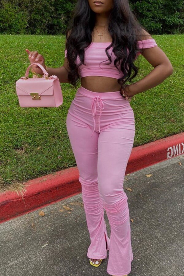 pink and green pants