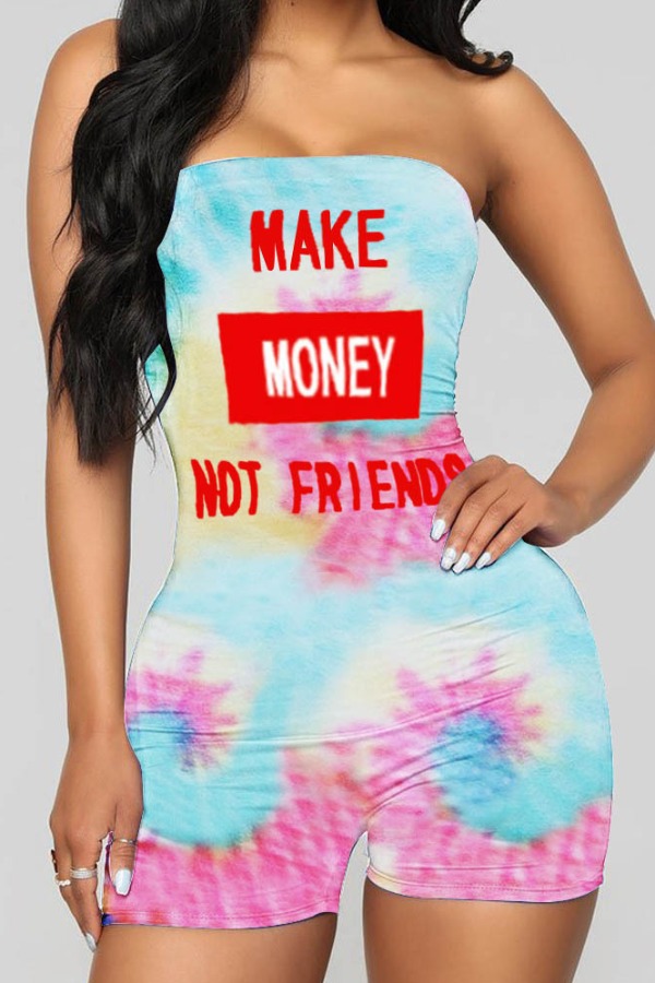 

lovely Bohemian Off The Shoulder Tie-dye Print Multicolor One-piece Romper, Multi