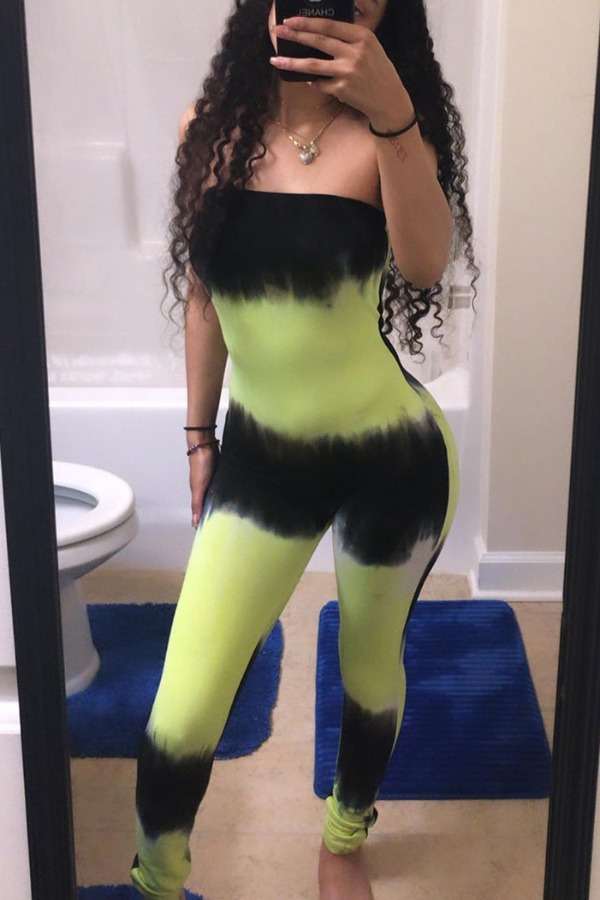 

lovely Bohemian Tie-dye Yellow One-piece Jumpsuit