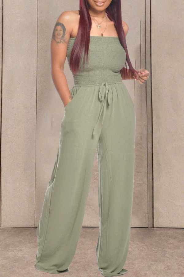 

lovely Casual Lace-up Army Green One-piece Jumpsuit