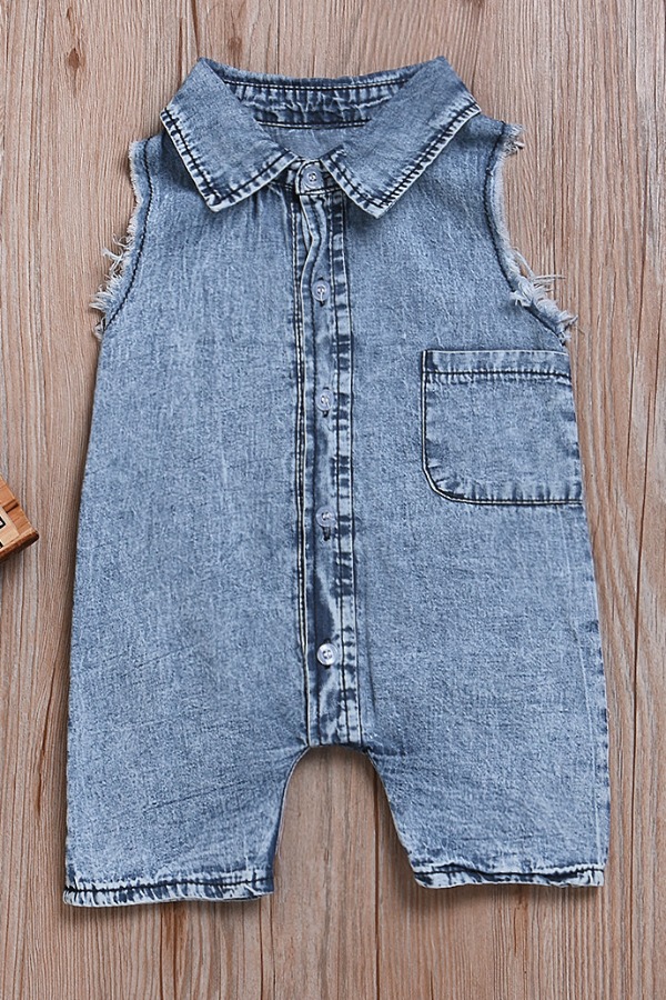 

lovely Trendy Buttons Design Blue Boy One-piece Jumpsuit