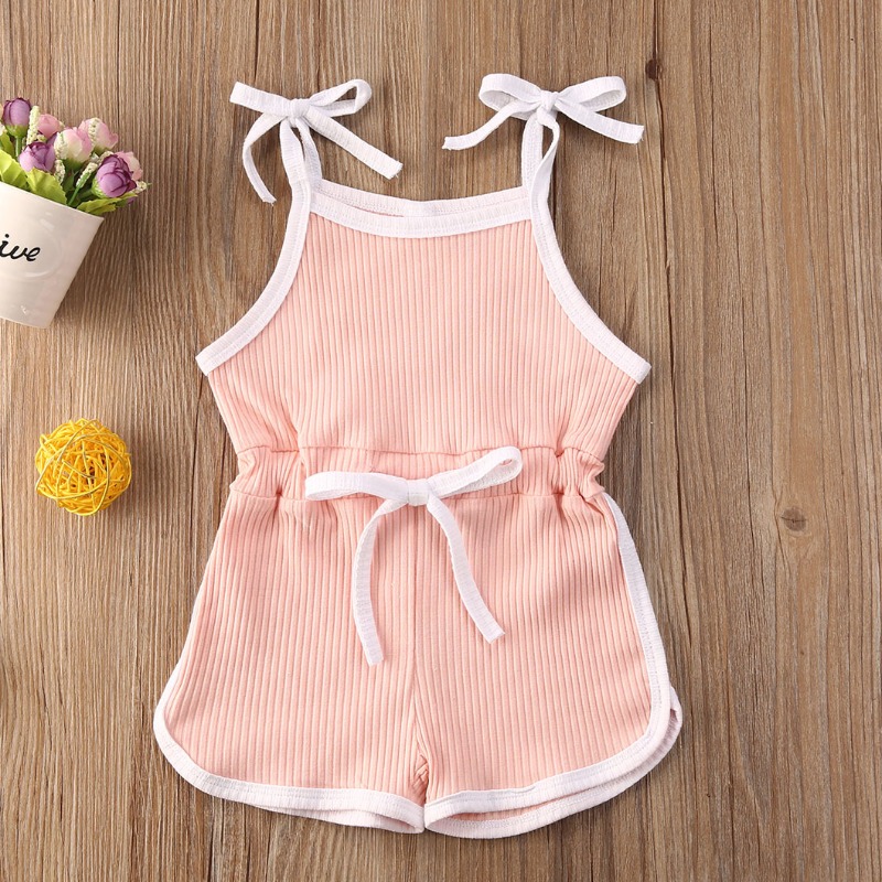

lovely Sportswear Lace-up Pink Girl One-piece Romper
