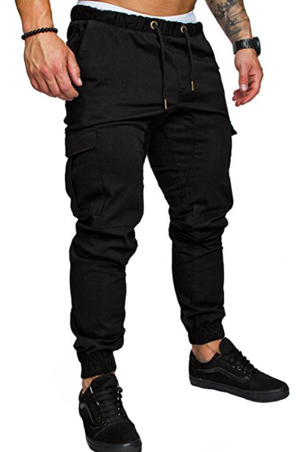 

Men Lovely Casual Drawstring Black Pants
