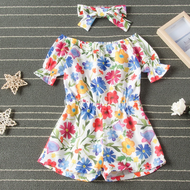 

lovely Sweet Plants Print White Girl One-piece Romper