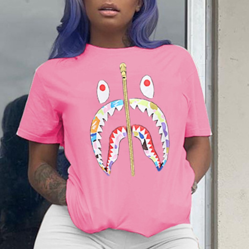 

lovely Casual O Neck Print Pink T-shirt