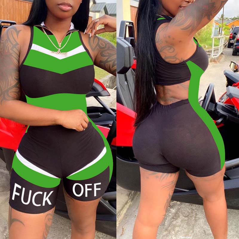 

lovely Sportswear Patchwork Green One-piece Romper