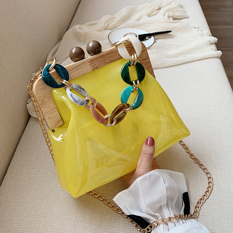 

lovely Stylish Chain Strap Yellow Messenger Bag