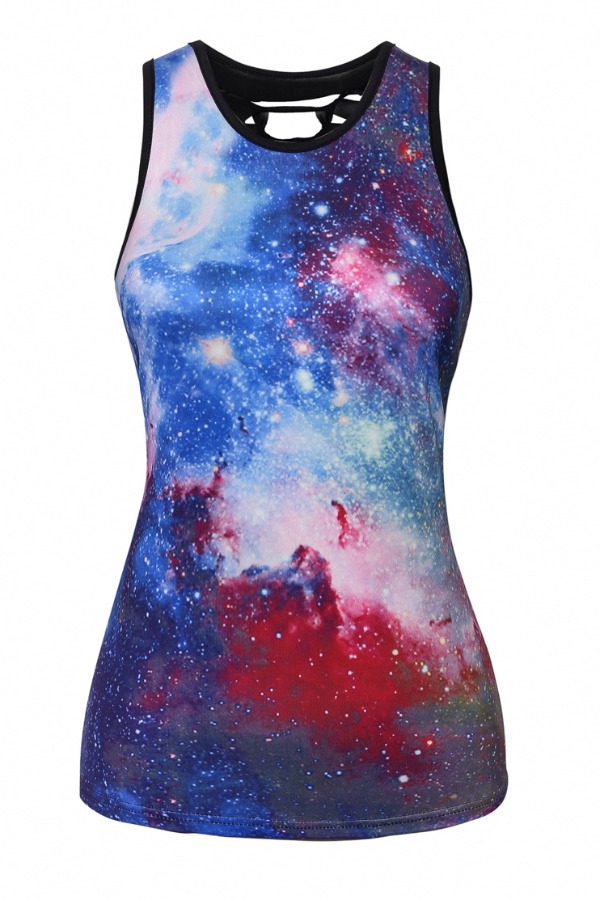 

lovely Casual Starry Sky Print Black Camisole