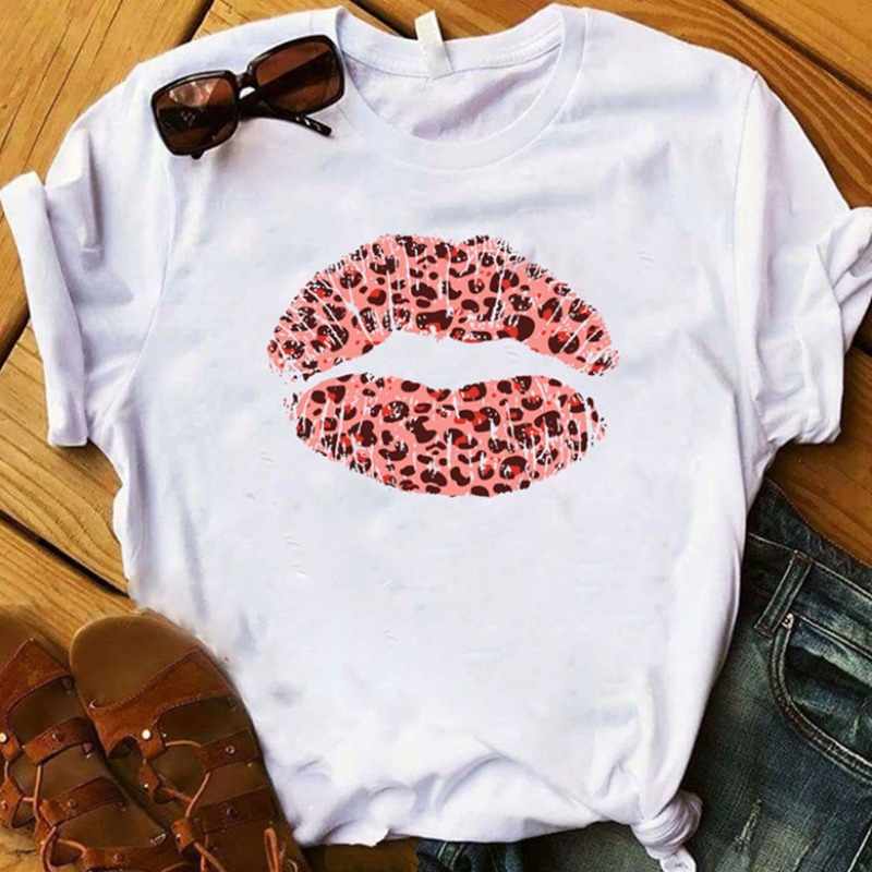 

lovely Casual Lip Print Light Pink T-shirt