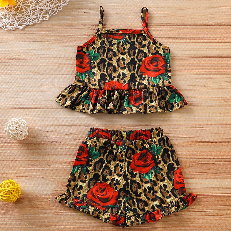 

lovely Bohemian Print Brown Girl Two-piece Shorts Set