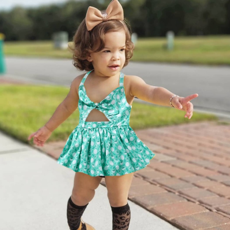 

lovely Sweet Floral Print Green Girl Mini Dress