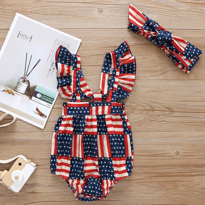 

lovely Casual Print Blue Girl One-piece Romper