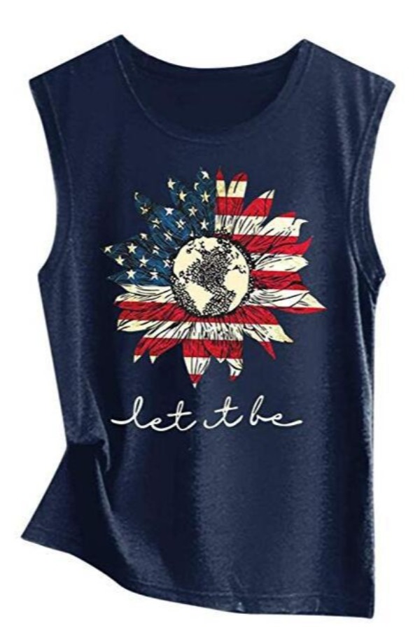 

lovely Casual Print Deep Blue Camisole