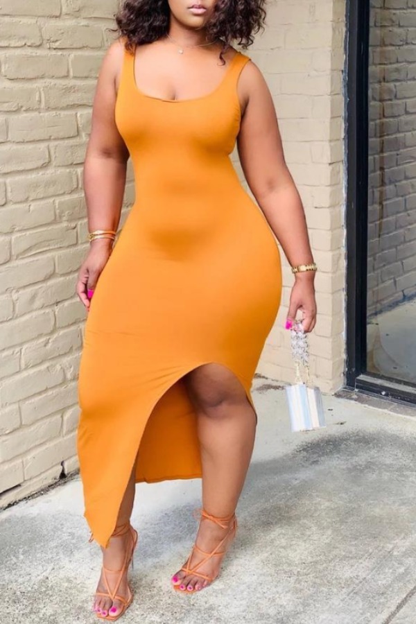 

lovely Sexy Asymmetrical Croci Ankle Length Dress