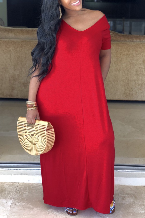plus size red maxi dress