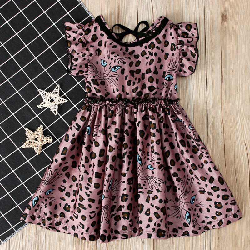 

lovely Trendy Print Pink Knee Length Girl Dress