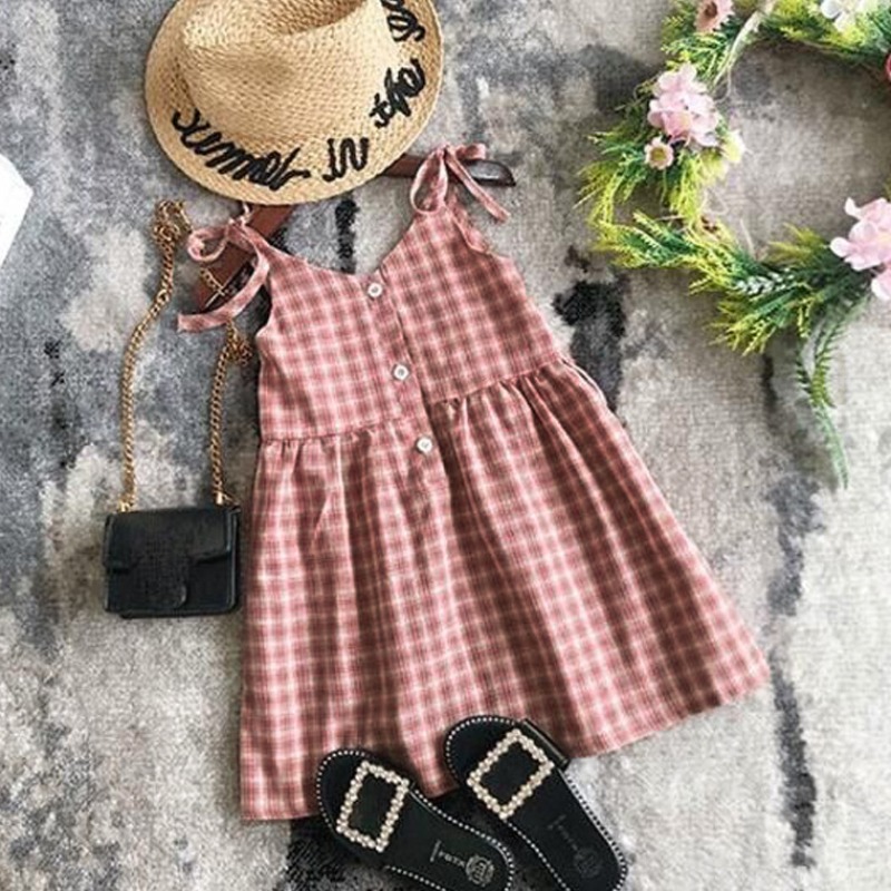 

lovely Casual Plaid Print Red Girl Dress