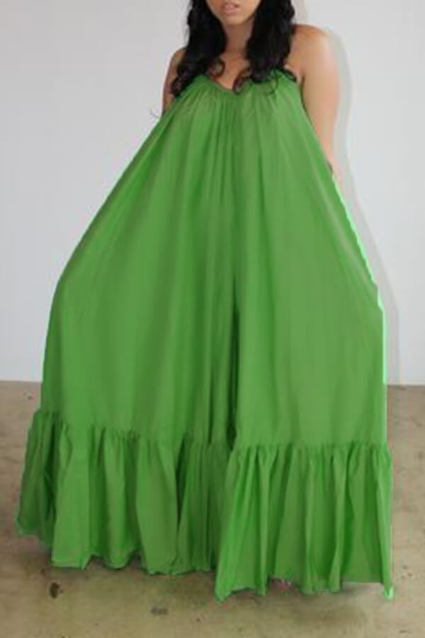 

Lovely Casual Loose Green Maxi Dress