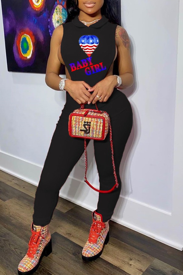 

lovely Casual Print Black One-piece Jumpsuit