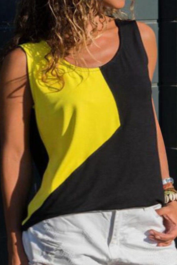 

lovely Casual Patchwork Yellow Camisole
