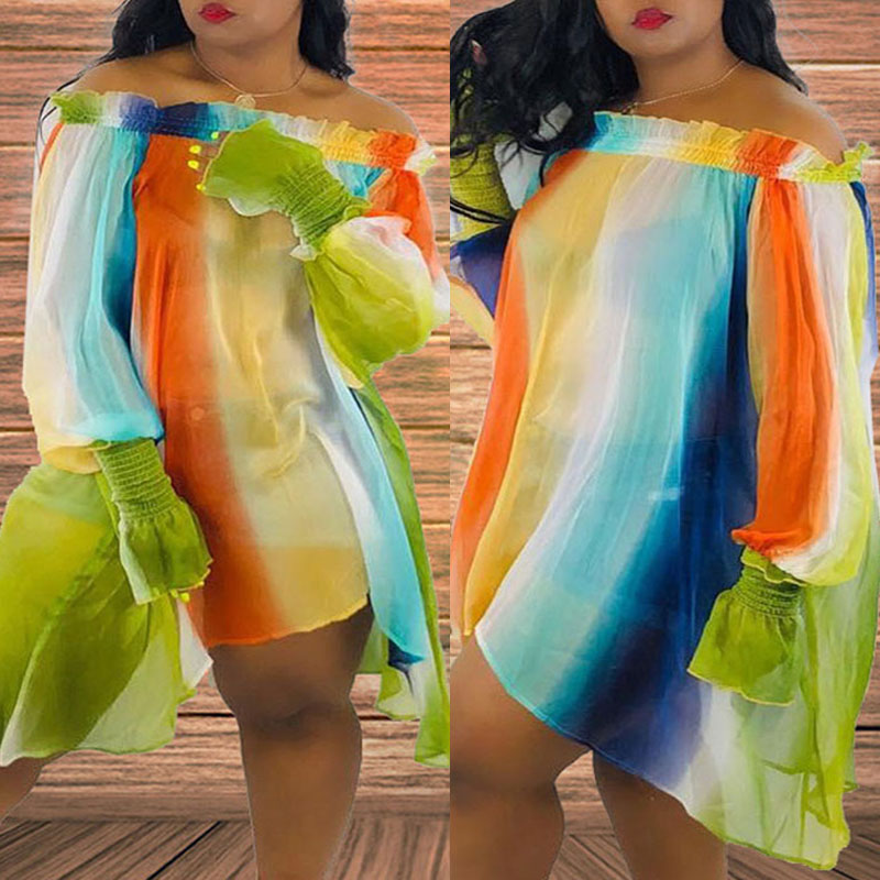 

Lovely Sweet Print Asymmetrical Green Knee Length Plus Size Dress